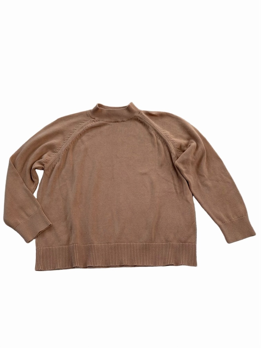 Quince Women’s Size XL Extra Large Organic Cotton Mock Neck Sweater in Camel Tan